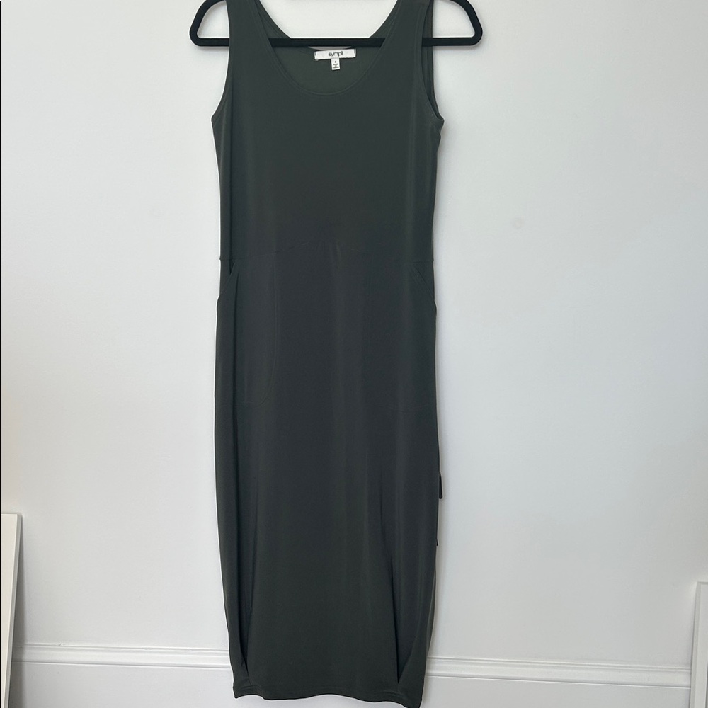 EUC Sympli Olive Green Sleeveless Midi Dress